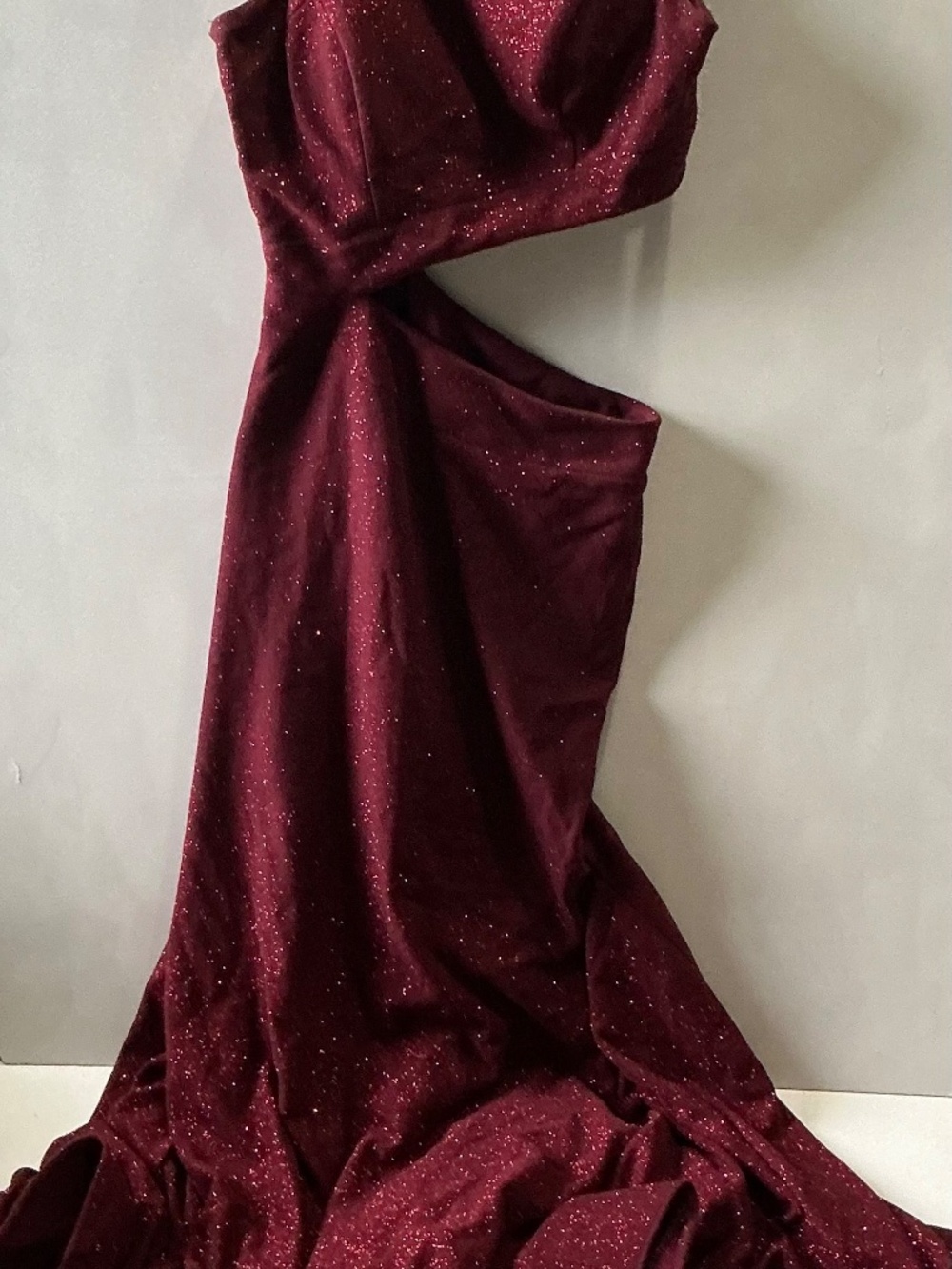 Camille La Vie wedding evening burgundy mermaid style glitter dress size 6 - Picture 4 of 9